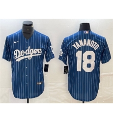 Men's Los Angeles Dodgers #18 Yoshinobu Yamamoto Navy Cool Base Stitched Jersey