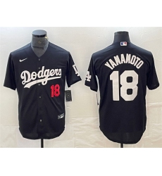 Men's Los Angeles Dodgers #18 Yoshinobu Yamamoto Nike Black Fashion Baseball Jersey