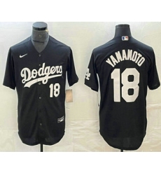 Men's Los Angeles Dodgers #18 Yoshinobu Yamamoto Number Black Turn Back The Clock Stitched Cool Base Jersey1