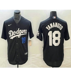 Men's Los Angeles Dodgers #18 Yoshinobu Yamamoto Number Black Turn Back The Clock Stitched Cool Base Jersey