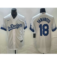 Men's Los Angeles Dodgers #18 Yoshinobu Yamamoto White 2021 City Connect Cool Base Stitched Jersey