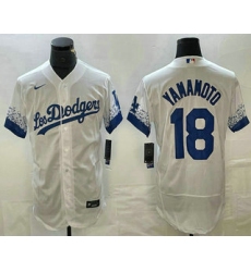 Men's Los Angeles Dodgers #18 Yoshinobu Yamamoto White 2022 City Connect Flex Base Stitched Jersey