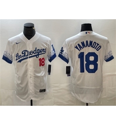 Men's Los Angeles Dodgers #18 Yoshinobu Yamamoto White City Connect Flex Base Stitched Baseball Jersey