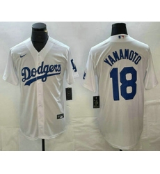 Men's Los Angeles Dodgers #18 Yoshinobu Yamamoto White Stitched Cool Base Nike Jersey