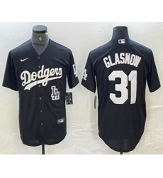 Men's Los Angeles Dodgers #31 Tyler Glasnow Black Turn Back The Clock Stitched Cool Base Jersey