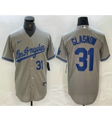 Men's Los Angeles Dodgers #31 Tyler Glasnow Gray Alternate Player Number Team Logo Cool Base Jersey