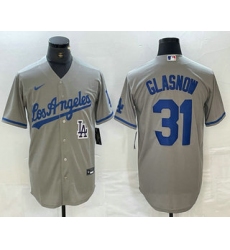 Men's Los Angeles Dodgers #31 Tyler Glasnow Gray Alternate Team Logo Cool Base Jerseys