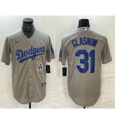 Men's Los Angeles Dodgers #31 Tyler Glasnow Grey Stitched Cool Base Nike Jerseys