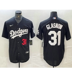 Men's Los Angeles Dodgers #31 Tyler Glasnow Number Black Turn Back The Clock Stitched Cool Base Jersey