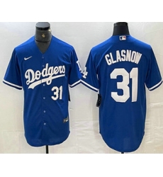 Men's Los Angeles Dodgers #31 Tyler Glasnow Number Blue Stitched Cool Base Nike Jerseys