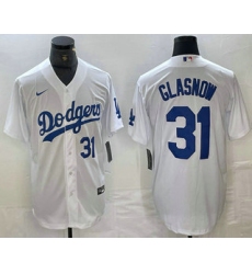 Men's Los Angeles Dodgers #31 Tyler Glasnow Number White Stitched Cool Base Nike Jersey