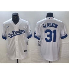 Men's Los Angeles Dodgers #31 Tyler Glasnow White 2021 City Connect Cool Base Stitched Jersey