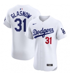 Men's Los Angeles Dodgers #31 Tyler Glasnow White Home Elite Stitched Jersey