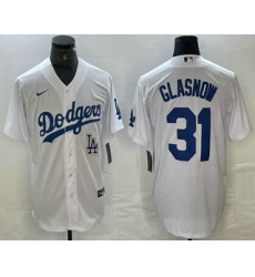 Men's Los Angeles Dodgers #31 Tyler Glasnow White Stitched Cool Base Nike Jersey