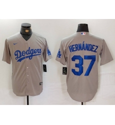 Men's Los Angeles Dodgers #37 Teoscar Hernandez Grey Cool Base Stitched Jersey