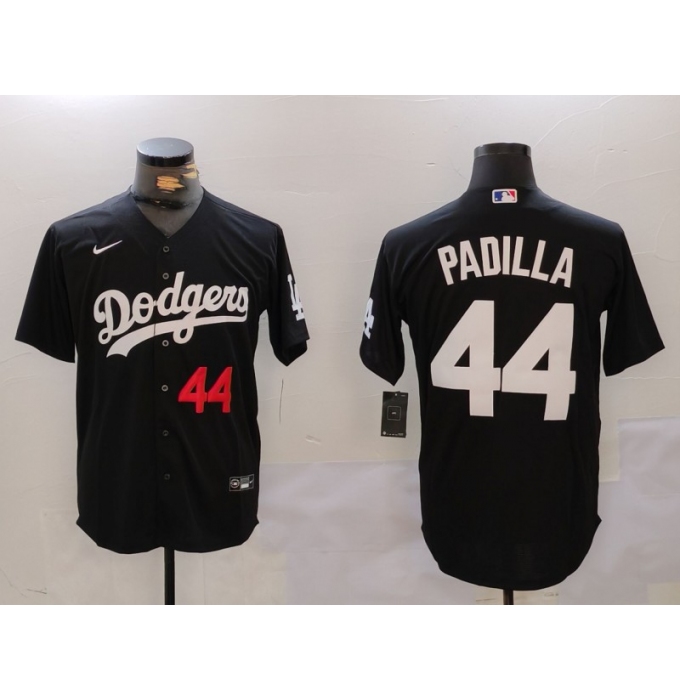 Men's Los Angeles Dodgers #44 Vicente Padilla Number Black Cool Base Stitched Jersey