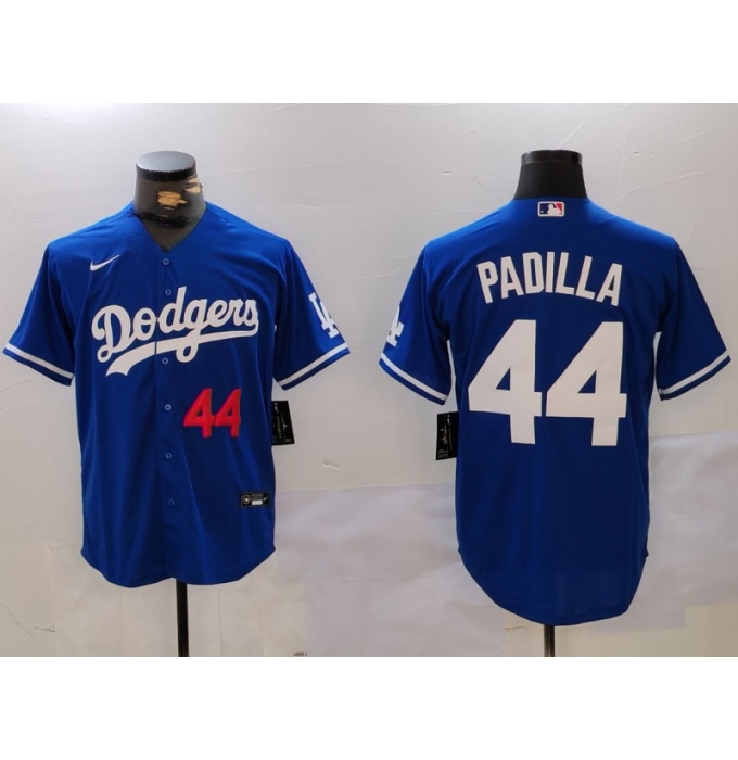 Men's Los Angeles Dodgers #44 Vicente Padilla Number Blue Cool Base Stitched Jersey