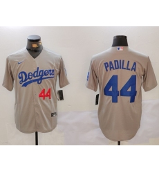 Men's Los Angeles Dodgers #44 Vicente Padilla Number Grey Cool Base Stitched Jersey