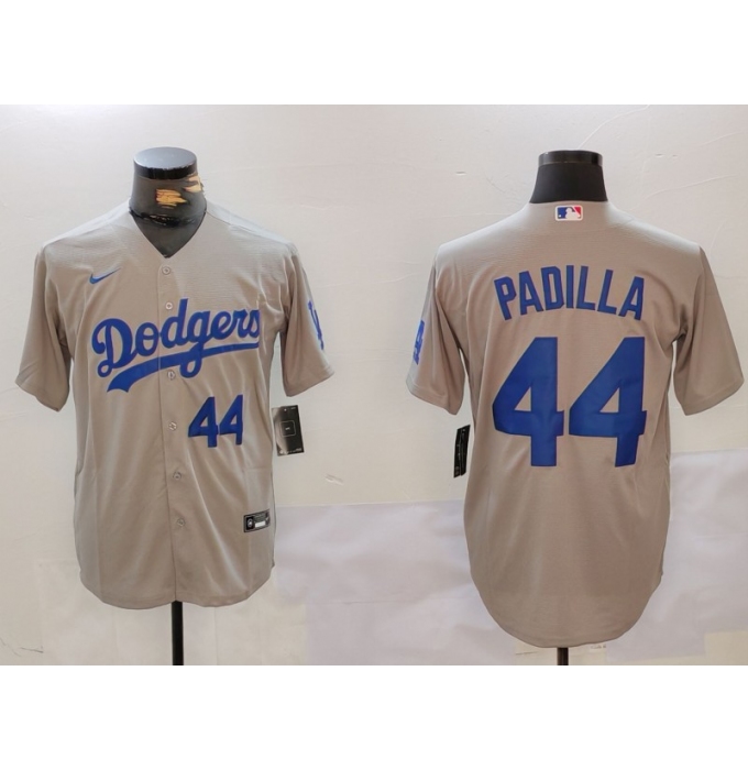 Men's Los Angeles Dodgers #44 Vicente Padilla Number Grey Cool Base Stitched Jerseys