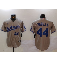 Men's Los Angeles Dodgers #44 Vicente Padilla Number Grey With los Cool Base Stitched Jerseys