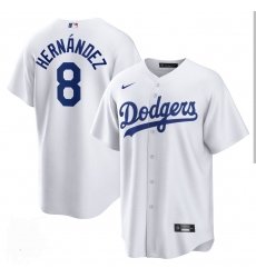 Men's Los Angeles Dodgers #8 Enrique Hernández White Cool Base Stitched Baseball Jersey