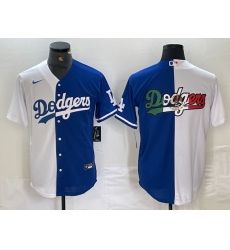 Men's Los Angeles Dodgers Big Logo White Blue Two Tone Stitched Baseball Jerseys