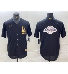 Men's Los Angeles Dodgers Team Big Logo Black Cool Base Stitched Baseball Jerseys