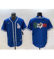 Men's Los Angeles Dodgers Team Big Logo Blue Cool Base Stitched Baseball Jerseys