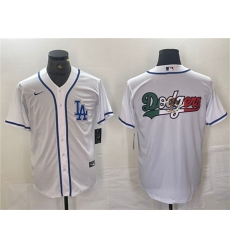 Men's Los Angeles Dodgers Team Big Logo White Cool Base Stitched Baseball Jersey1