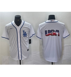 Men's Los Angeles Dodgers Team Big Logo White Cool Base Stitched Baseball Jersey