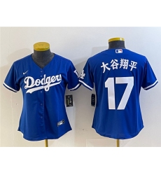 Women's Los Angeles Dodgers #17 大谷翔平 Blue Stitched Jersey