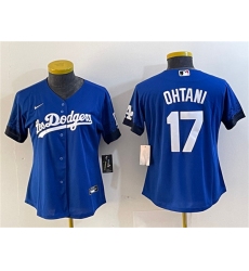 Women's Los Angeles Dodgers #17 Shohei Ohtani Blue City Connect Stitched Jersey