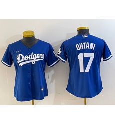 Women's Los Angeles Dodgers #17 Shohei Ohtani Blue Stitched Cool Base Nike Jersey