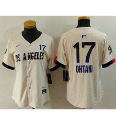 Women's Los Angeles Dodgers #17 Shohei Ohtani Cream 2024 City Connect Limited Jersey