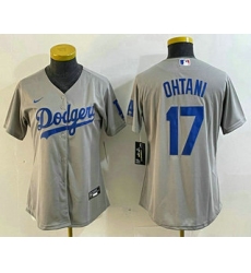 Women's Los Angeles Dodgers #17 Shohei Ohtani Grey Cool Base Stitched Jersey