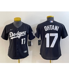 Women's Los Angeles Dodgers #17 Shohei Ohtani Number Black Turn Back The Clock Stitched Cool Base Jersey