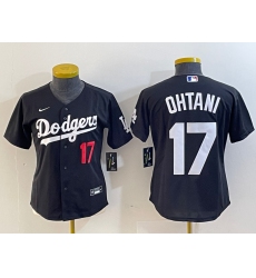 Women's Los Angeles Dodgers #17 Shohei Ohtani Number Black Turn Back The Clock Stitched Cool Base Jerseys