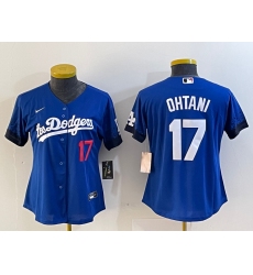 Women's Los Angeles Dodgers #17 Shohei Ohtani Number Blue 2021 City Connect Cool Base Stitched Jersey