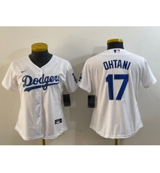 Women's Los Angeles Dodgers #17 Shohei Ohtani White Stitched Cool Base Nike Jersey