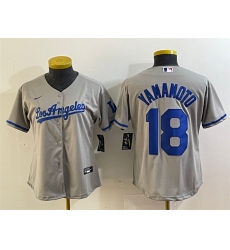 Women's Los Angeles Dodgers #18 Yoshinobu Yamamoto Gray Stitched Jersey