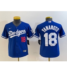 Women's Los Angeles Dodgers #18 Yoshinobu Yamamoto Number Blue Stitched Cool Base Nike Jersey