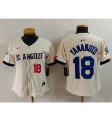 Women's Los Angeles Dodgers #18 Yoshinobu Yamamoto Number Cream 2024 City Connect Limited Stitched Jersey