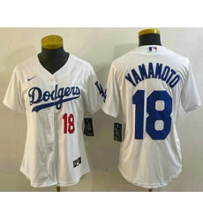 Women's Los Angeles Dodgers #18 Yoshinobu Yamamoto Number White Stitched Cool Base Nike Jersey