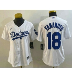 Women's Los Angeles Dodgers #18 Yoshinobu Yamamoto White Stitched Cool Base Nike Jersey