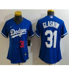 Women's Los Angeles Dodgers #31 Tyler Glasnow Number Blue Stitched Cool Base Nike Jersey