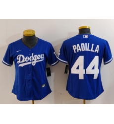 Women's Los Angeles Dodgers #44 Vicente Padilla Blue Cool Base Stitched Jersey