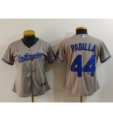 Women's Los Angeles Dodgers #44 Vicente Padilla Grey With los Cool Base Stitched Jersey