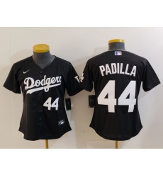 Women's Los Angeles Dodgers #44 Vicente Padilla Number Black Cool Base Stitched Jerseys