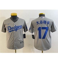 Youth Los Angeles Dodgers #17 大谷翔平 Gray Stitched Baseball Jerseys