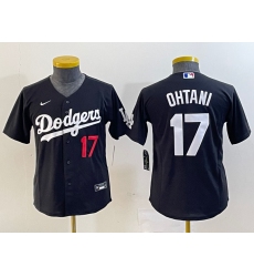 Youth Los Angeles Dodgers #17 Shohei Ohtani Number Black Turn Back The Clock Stitched Cool Base Jersey